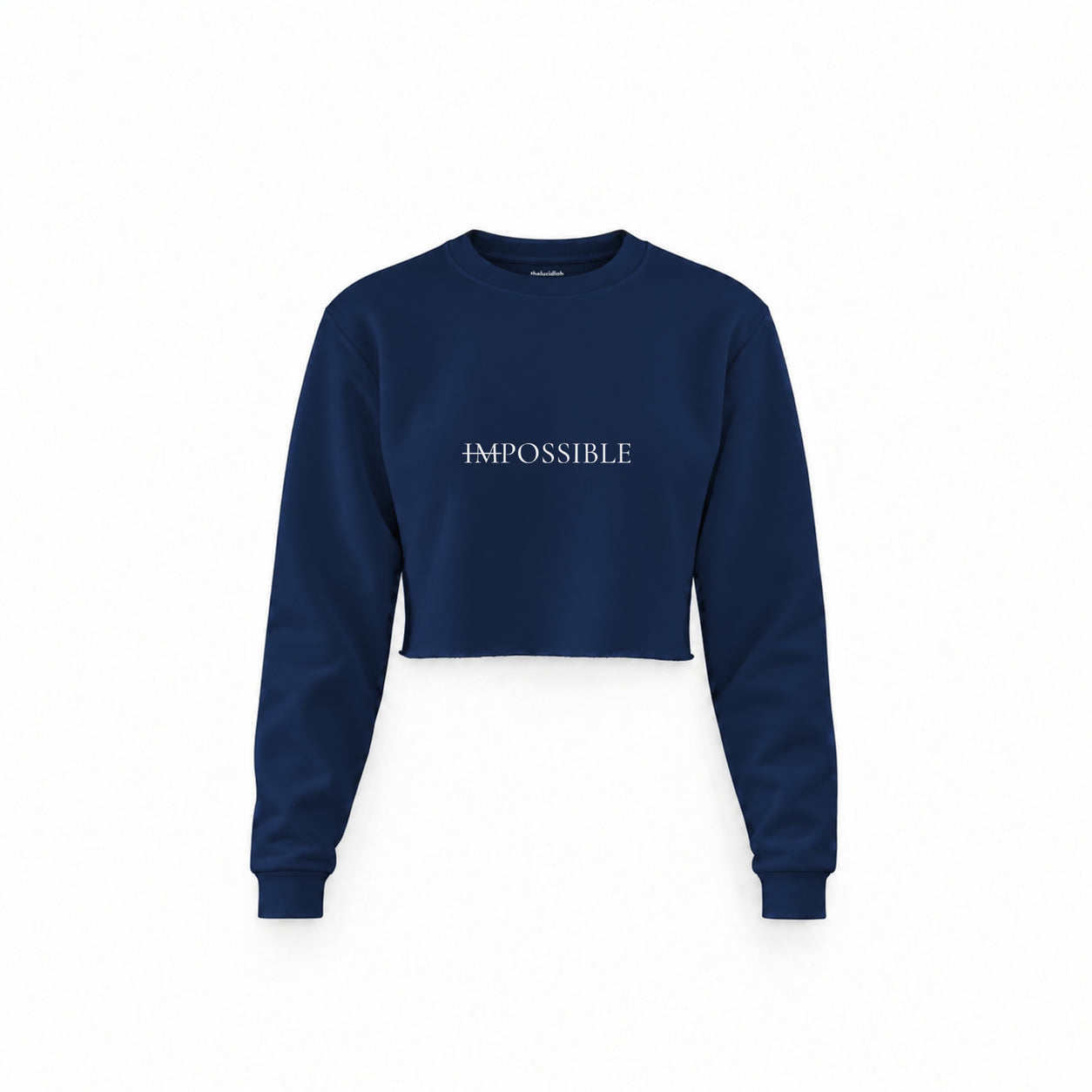 IMPOSSIBLE Crop Sweatshirt — Lacivert — Ön baskı