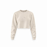Women / Kadın Silüeti Crop Sweatshirt — Krem — Ön baskı