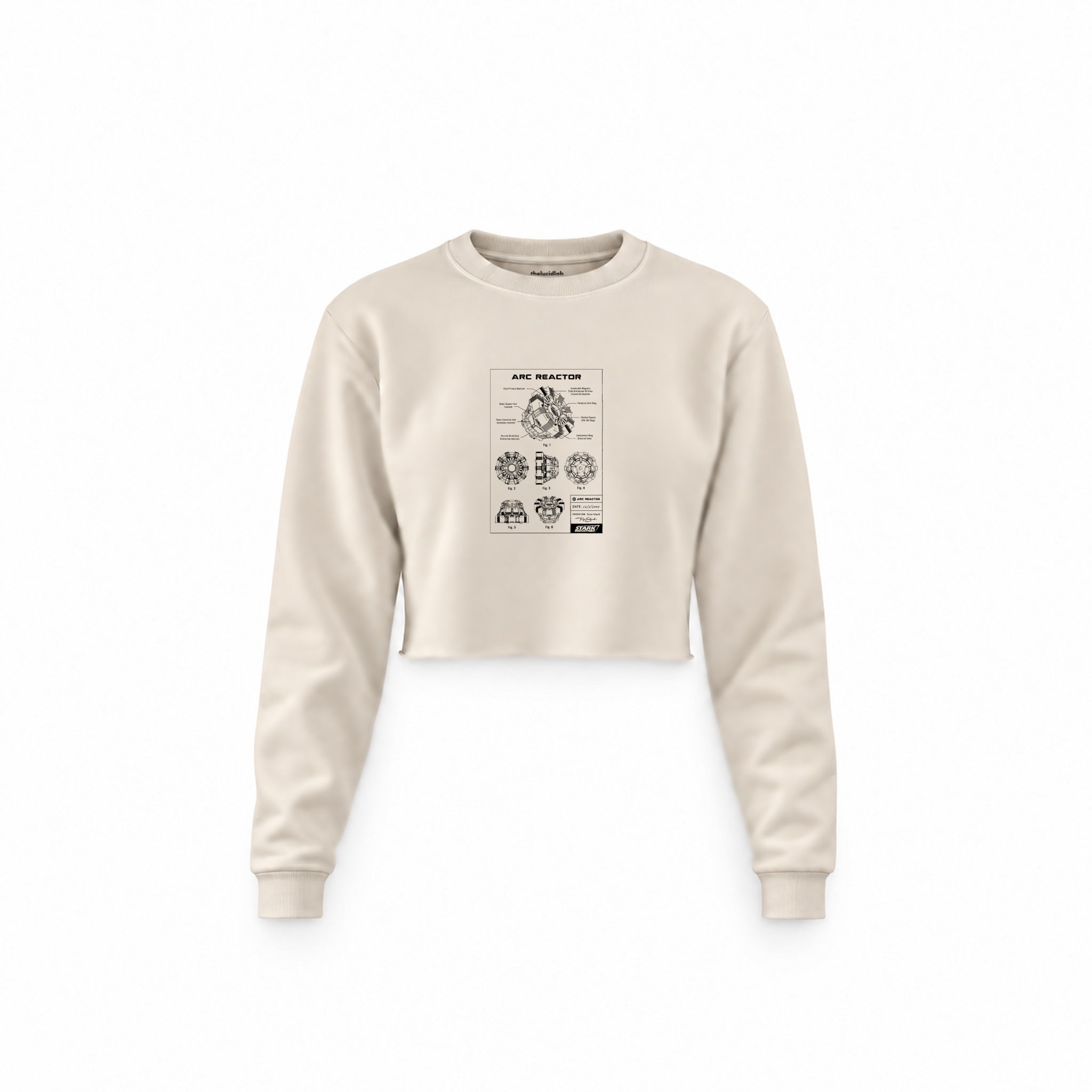 Arc Reactor Crop Sweatshirt — Krem — Ön baskı