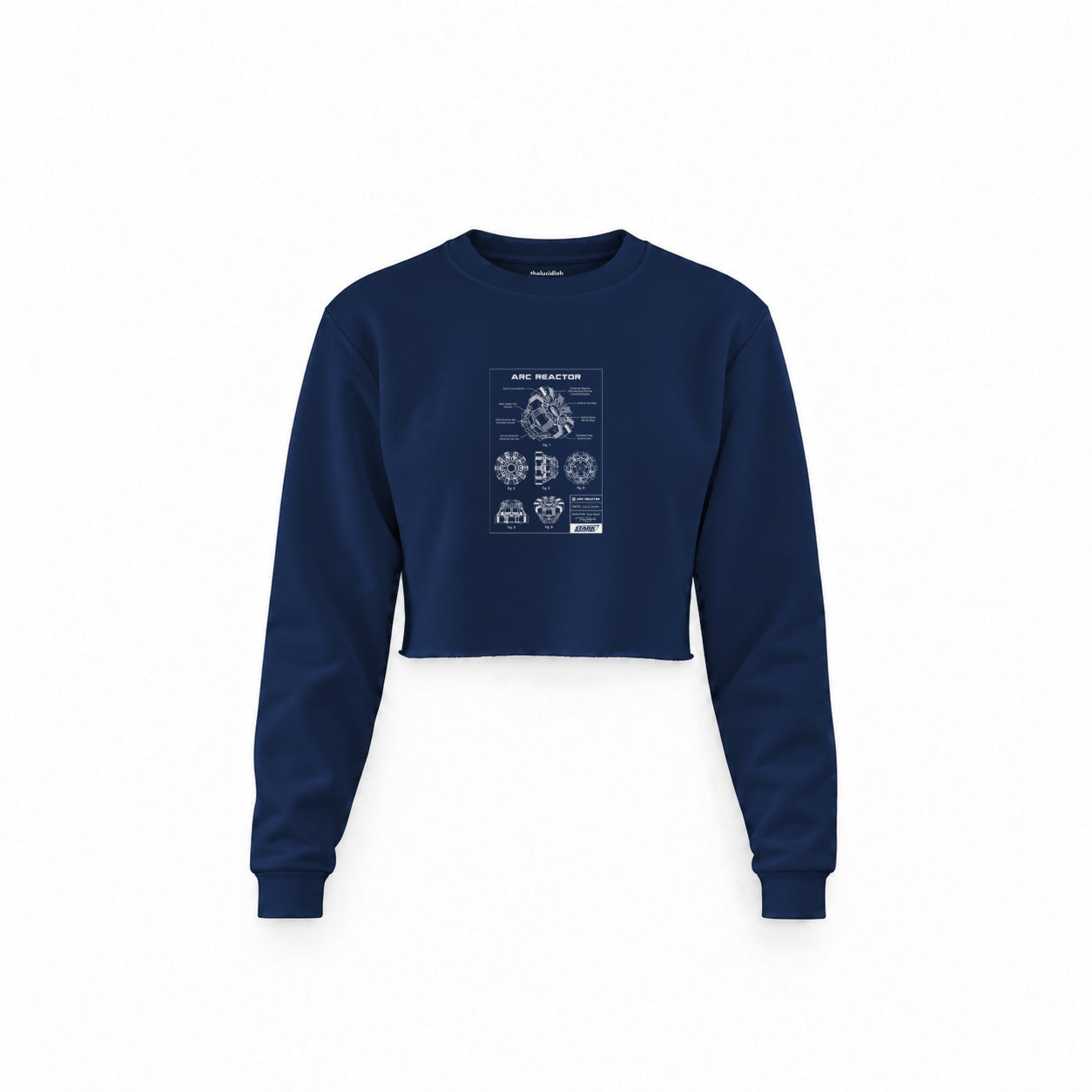 Arc Reactor Crop Sweatshirt — Lacivert — Ön baskı