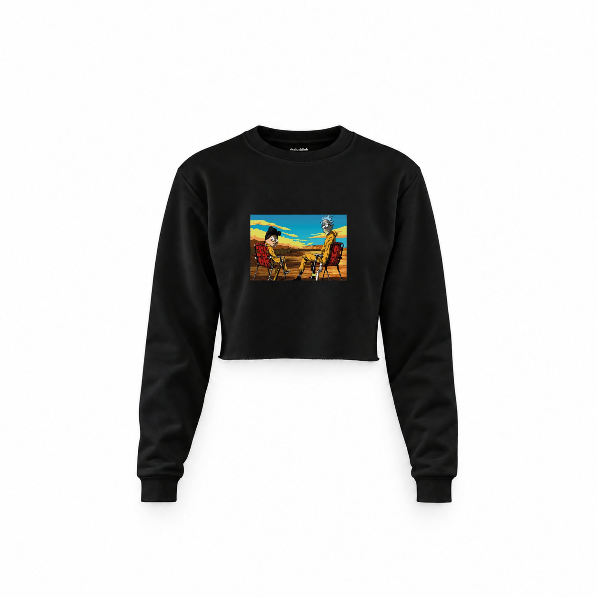 Breaking Bad / Rick and Morty Crop Sweatshirt — Siyah — Ön baskı