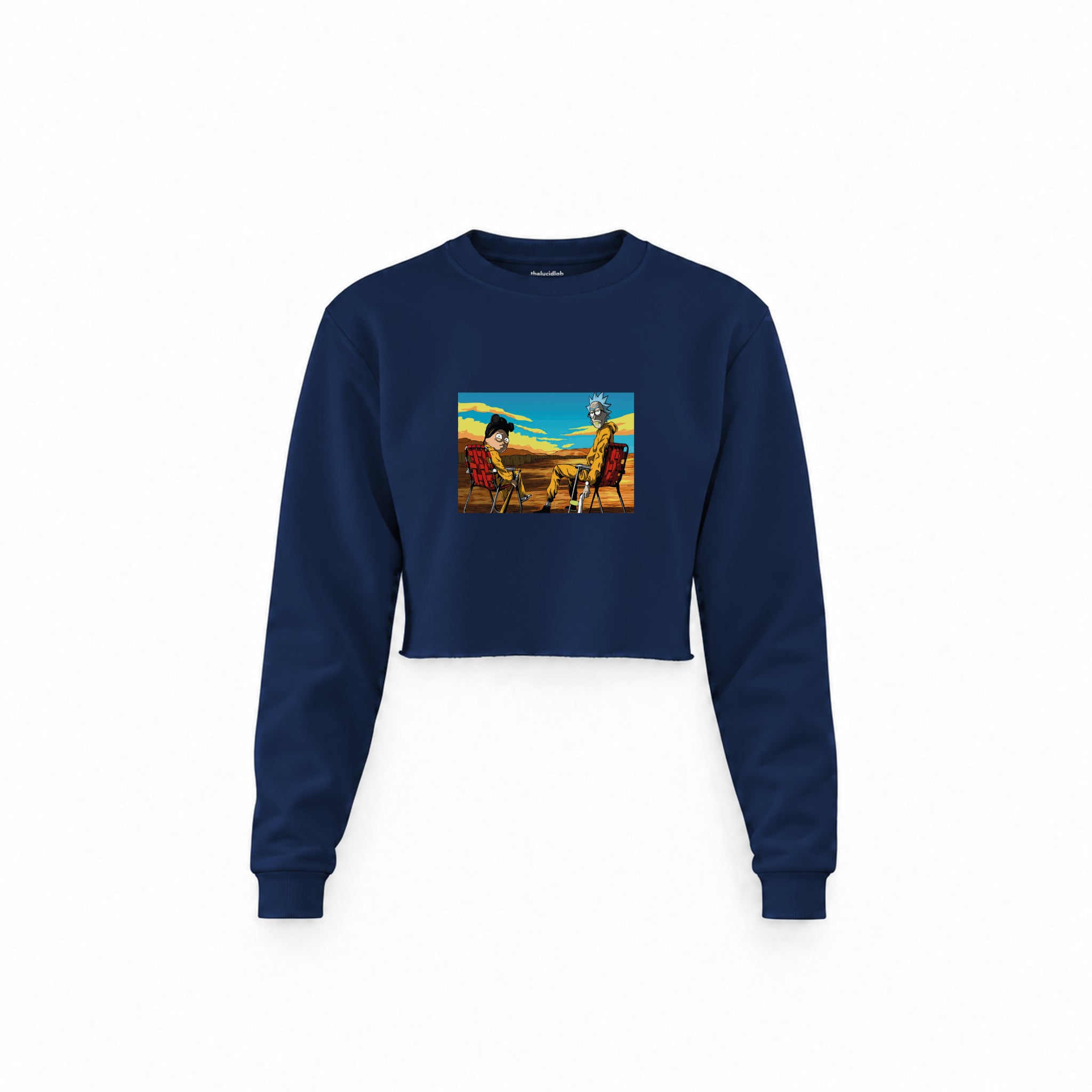 Breaking Bad / Rick and Morty Crop Sweatshirt — Lacivert — Ön baskı