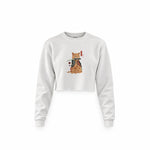Catana Crop Sweatshirt — Beyaz — Ön baskı