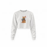 Catana Crop Sweatshirt — Beyaz — Ön baskı