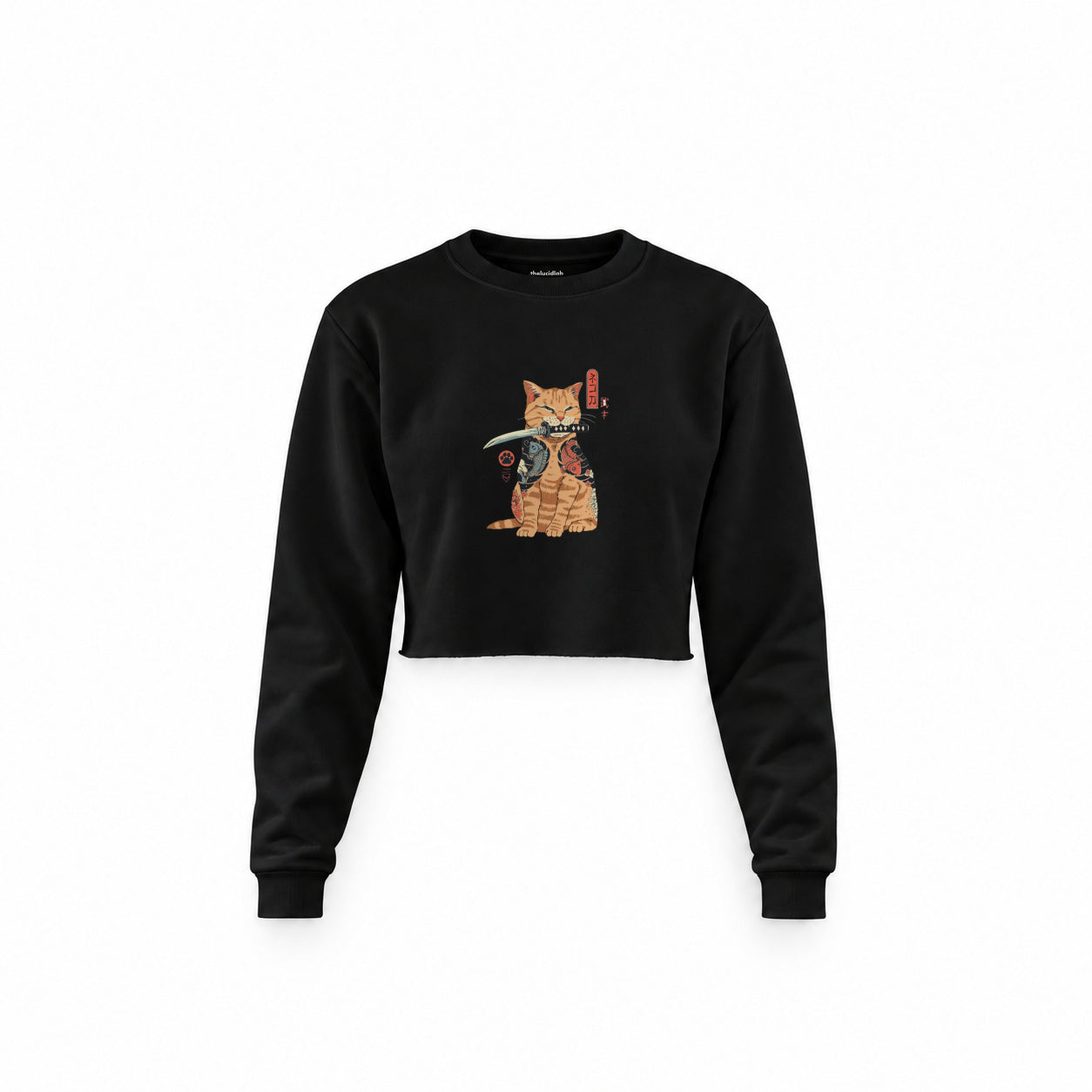 Catana Crop Sweatshirt — Siyah — Ön baskı