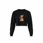 Catana Crop Sweatshirt — Siyah — Ön baskı