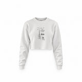 Fender Stratocaster Gitar Crop Sweatshirt — Beyaz — Ön baskı