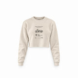 Harley Davidson Model 28B Motosiklet Crop Sweatshirt — Krem — Ön baskı