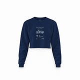Harley Davidson Model 28B Motosiklet Crop Sweatshirt — Lacivert — Ön baskı
