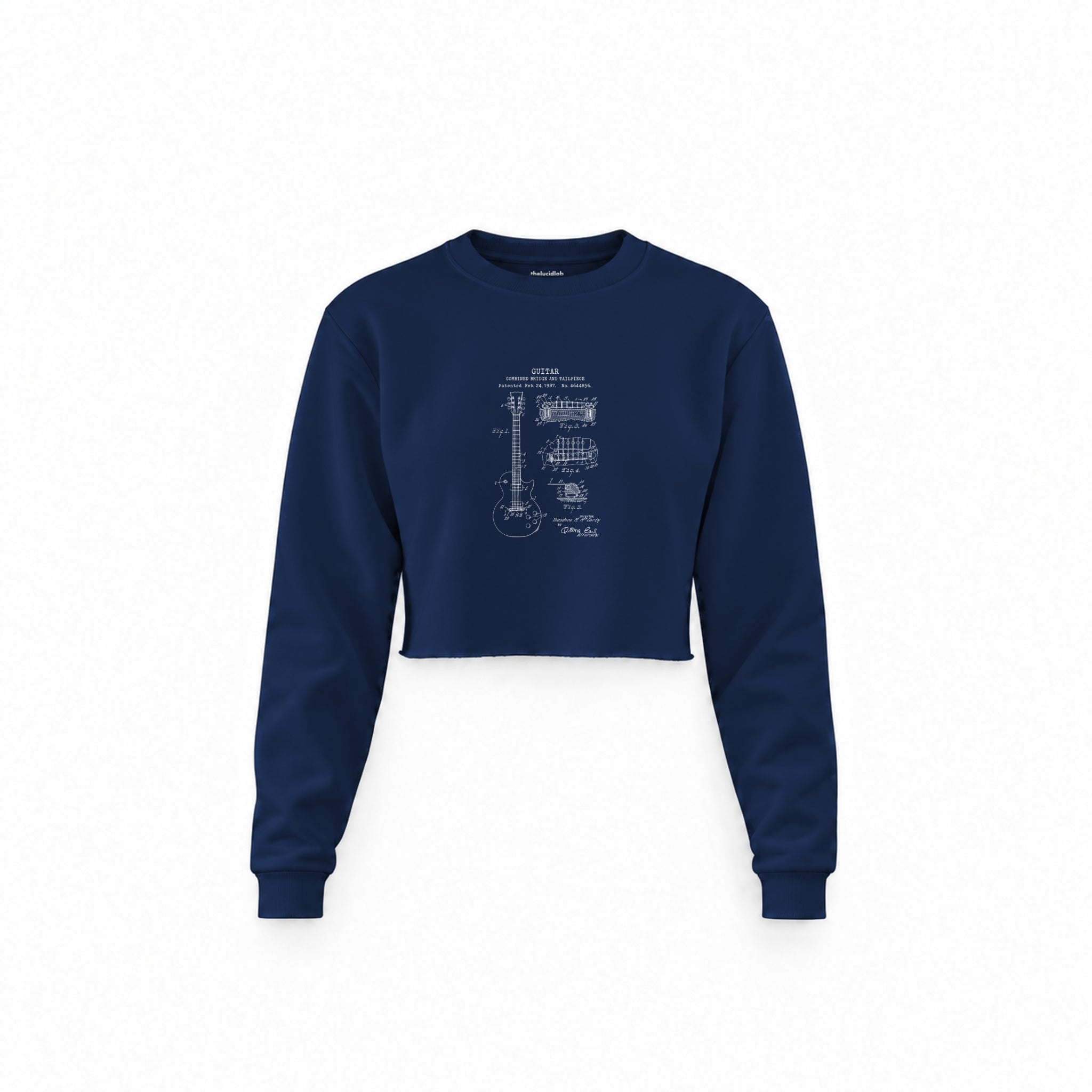 Gibson Les Paul Gitar Crop Sweatshirt — Lacivert — Ön baskı