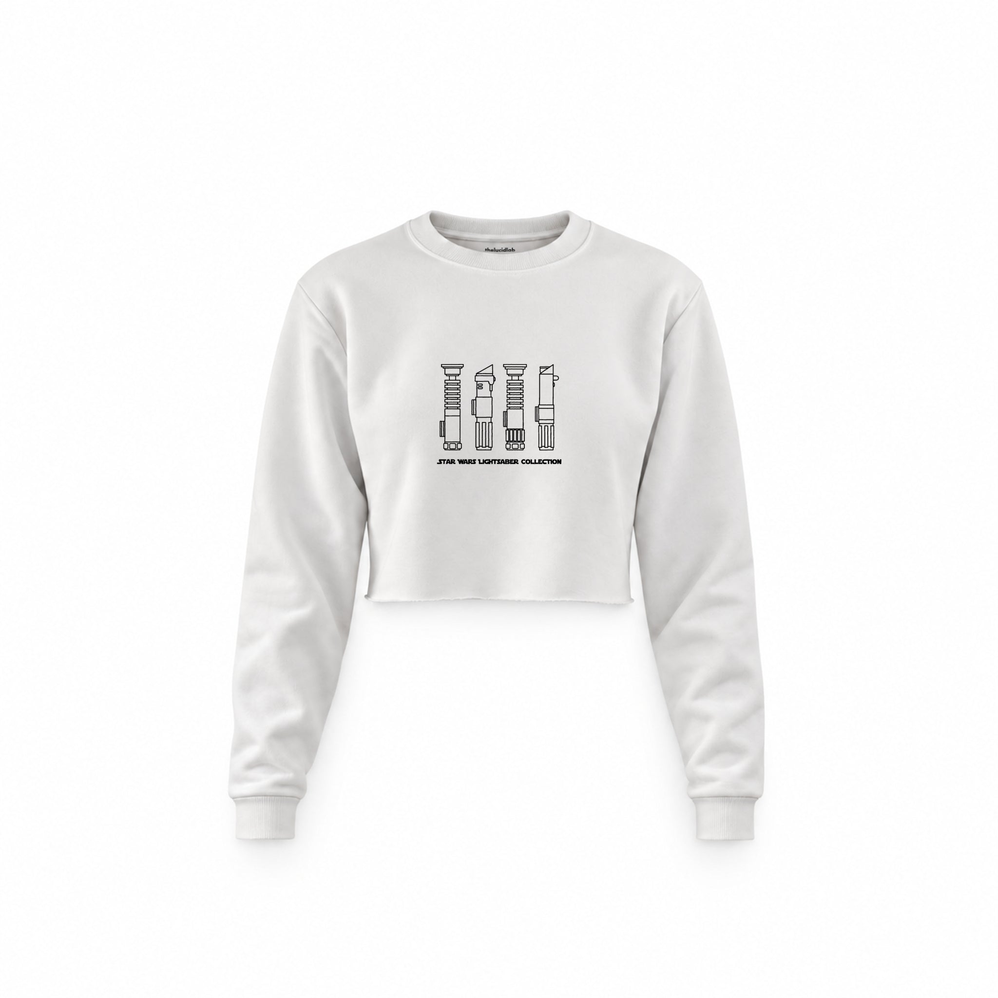 Star Wars Lightsaber Collection Crop Sweatshirt — Beyaz — Ön baskı