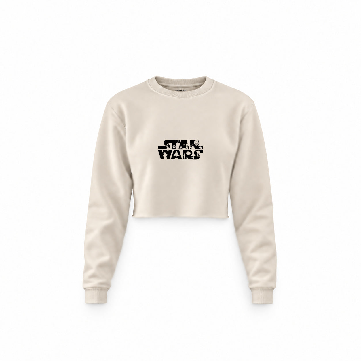 Star Wars Crop Sweatshirt — Krem — Ön baskı
