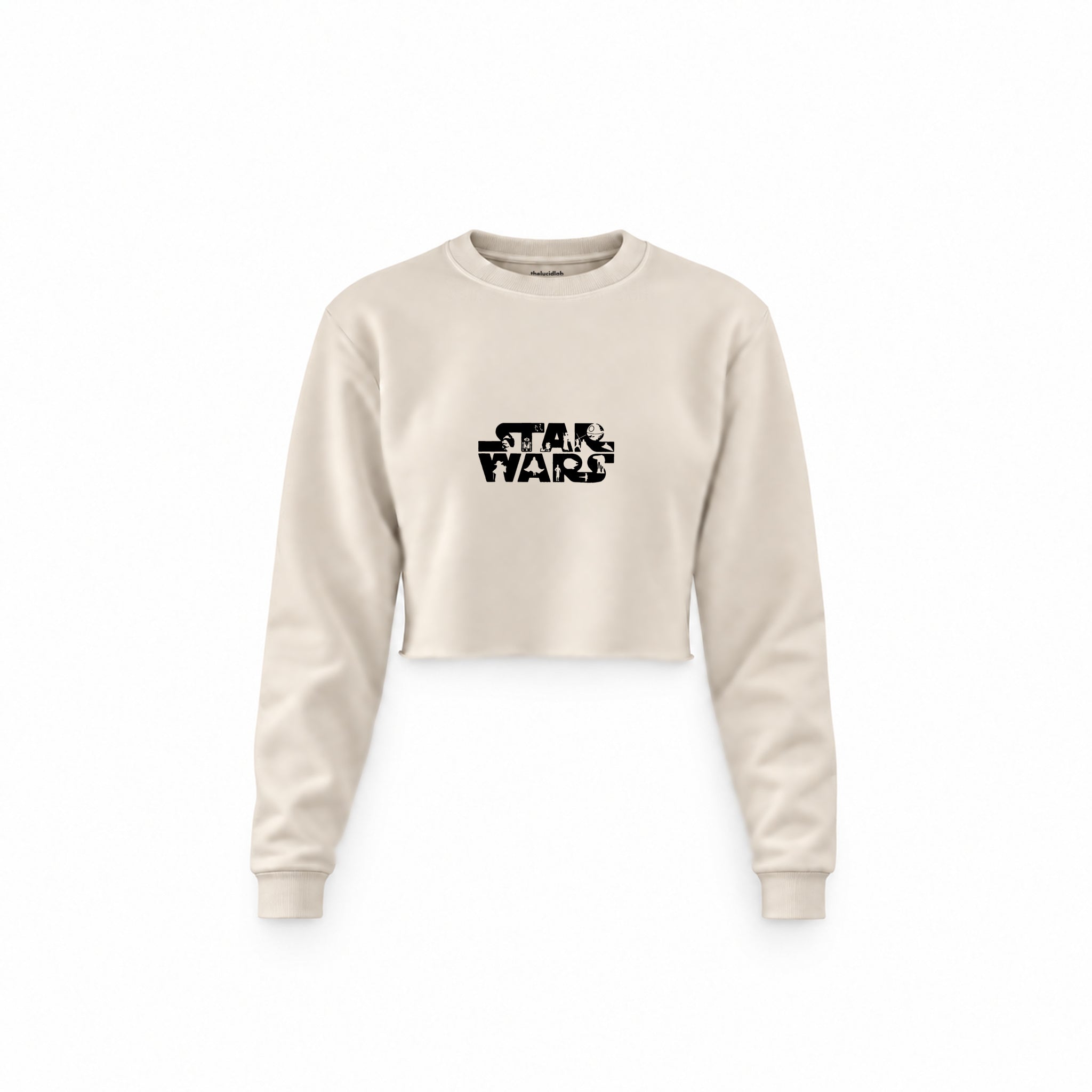 Star Wars Crop Sweatshirt — Krem — Ön baskı