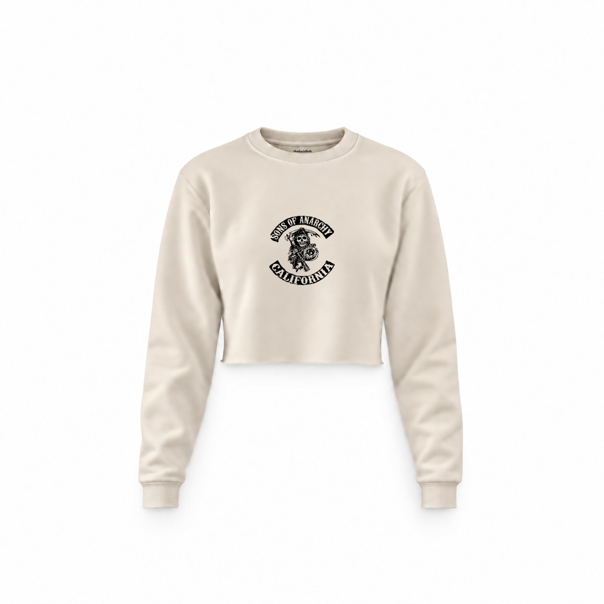 Sons of Anarchy Crop Sweatshirt — Krem — Ön baskı