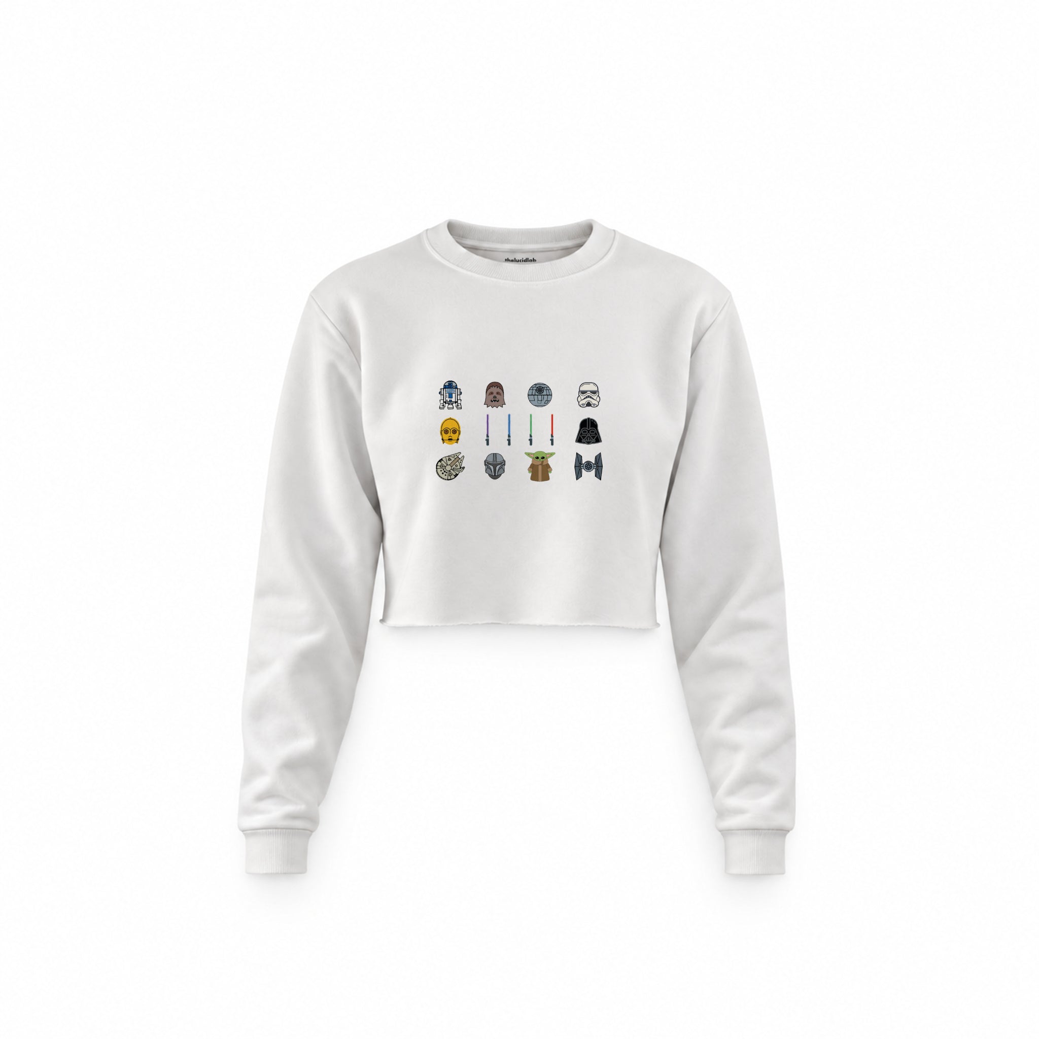 Star Wars Icons Crop Sweatshirt — Beyaz — Ön baskı