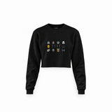 Star Wars Icons Crop Sweatshirt — Siyah — Ön baskı