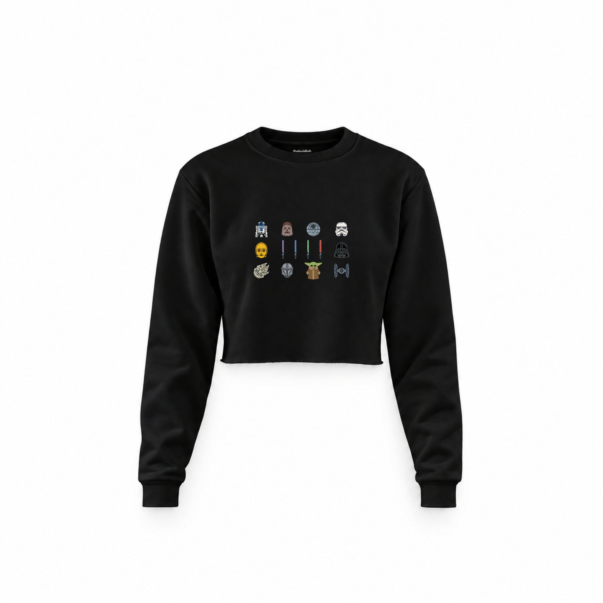 Star Wars Icons Crop Sweatshirt — Siyah — Ön baskı