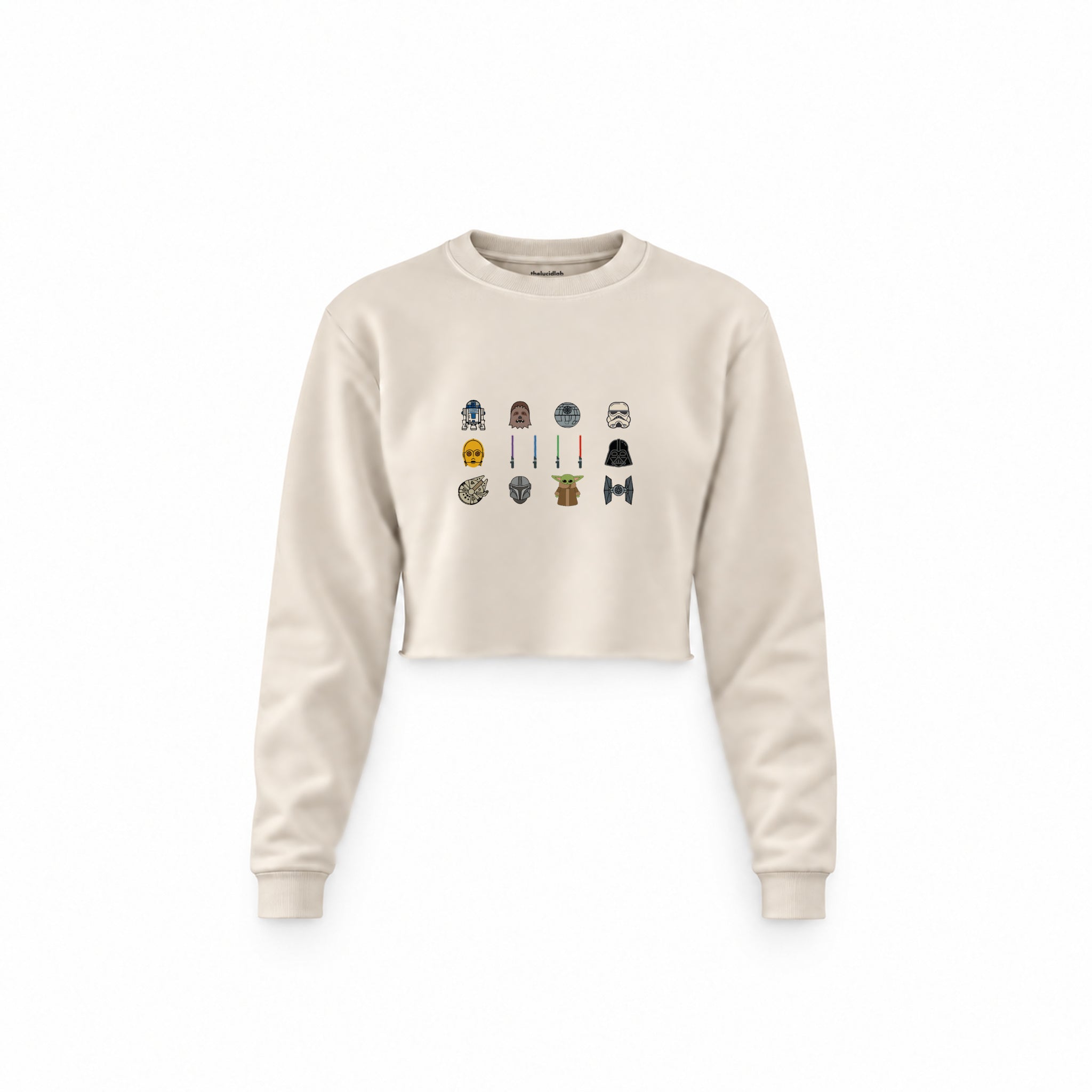 Star Wars Icons Crop Sweatshirt — Krem — Ön baskı