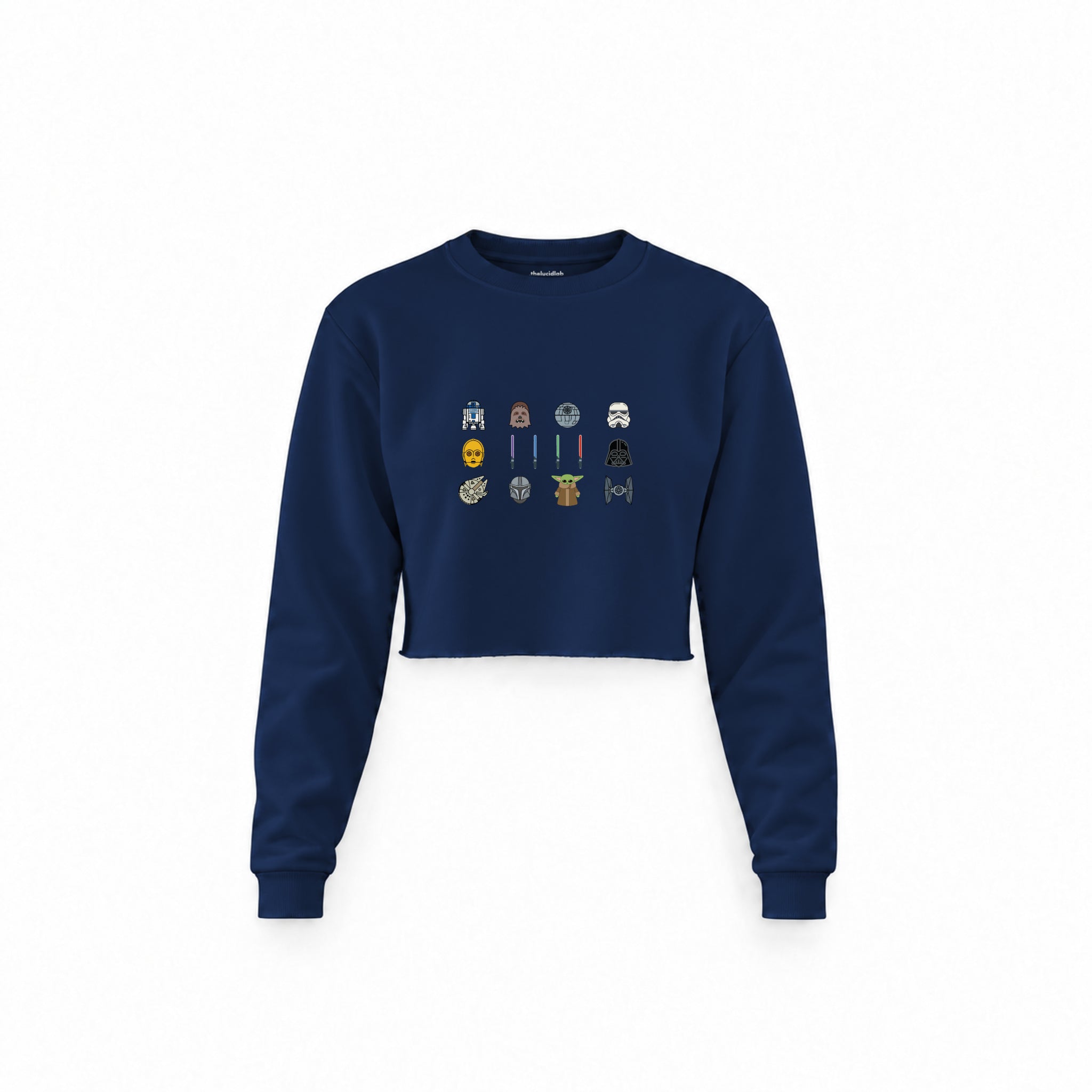 Star Wars Icons Crop Sweatshirt — Lacivert — Ön baskı