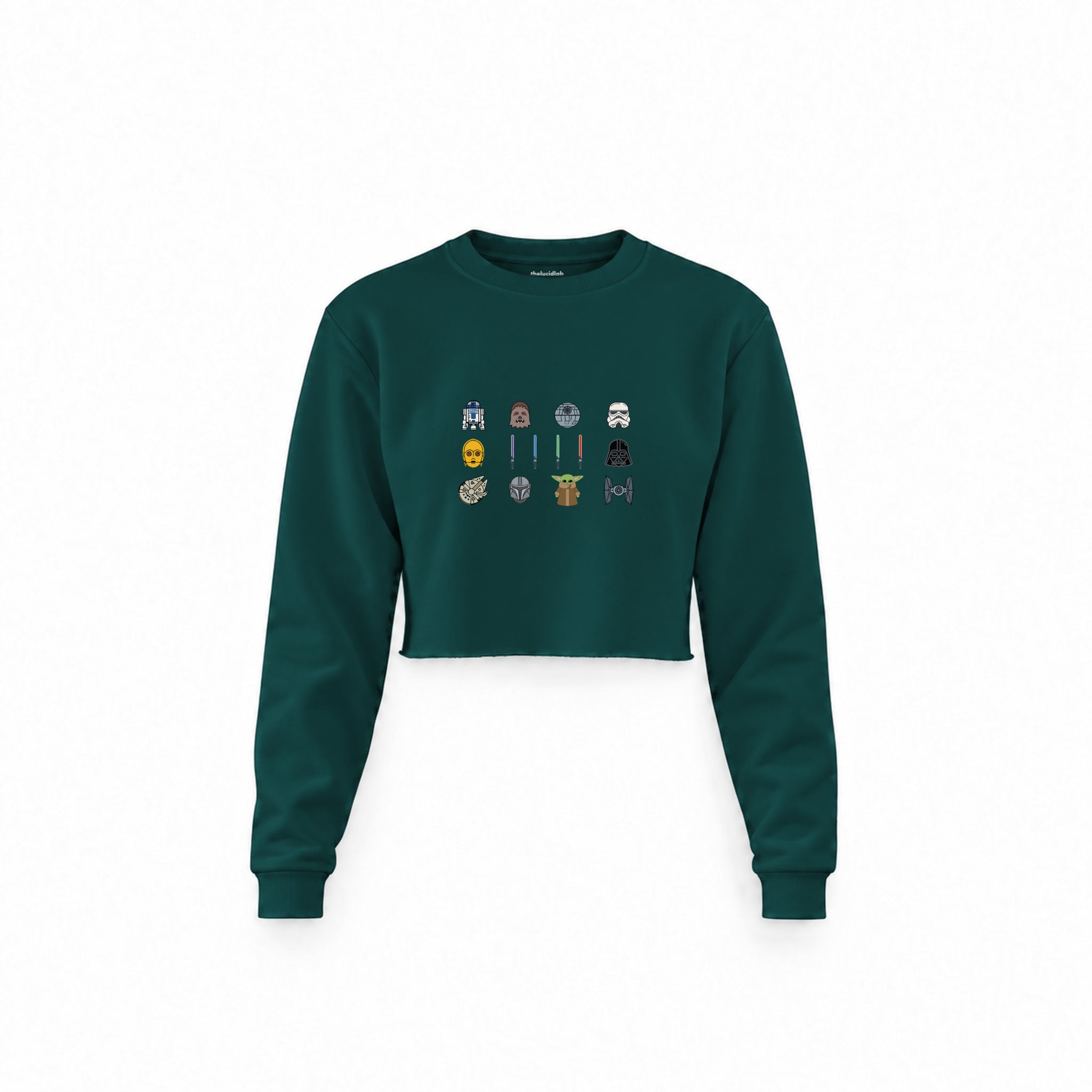 Star Wars Icons Crop Sweatshirt — Koyu Yeşil — Ön baskı