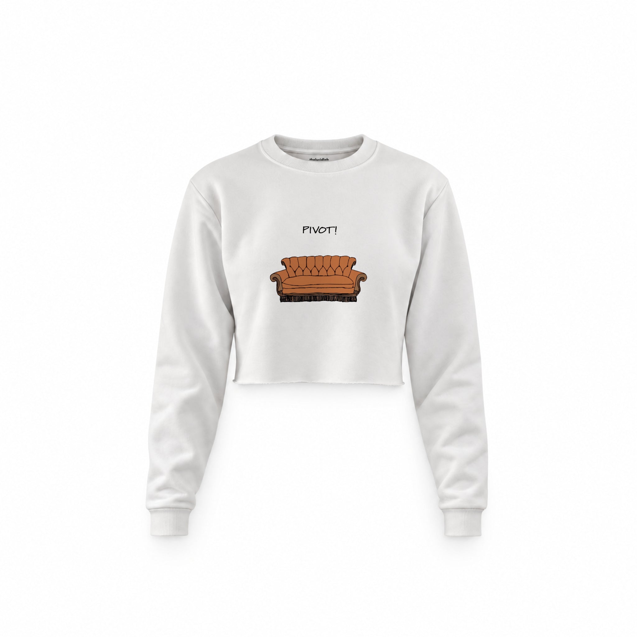 Pivot! / Friends Crop Sweatshirt — Beyaz — Ön baskı