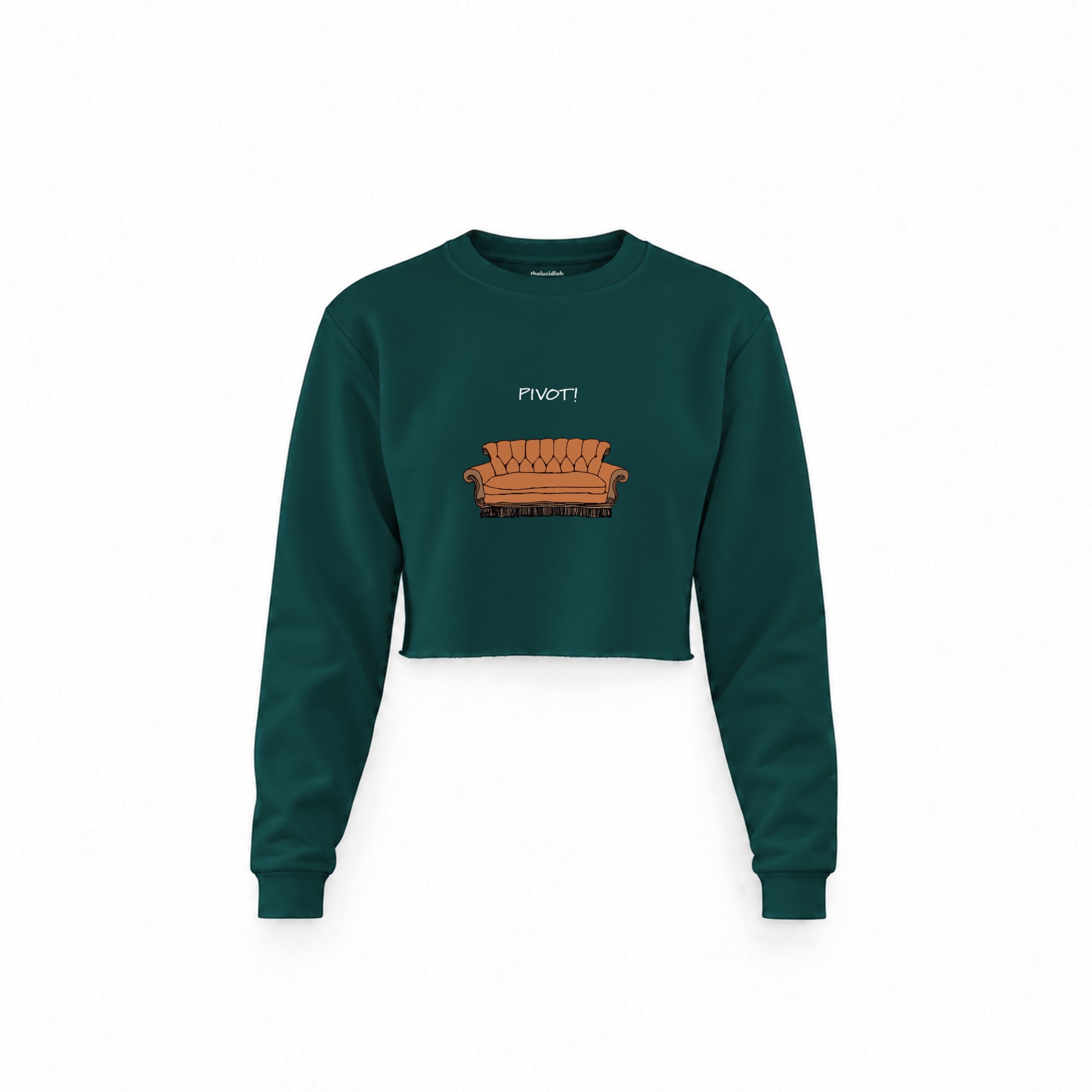 Pivot! / Friends Crop Sweatshirt — Koyu Yeşil — Ön baskı