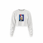 Atatürk Pop Art Crop Sweatshirt — Beyaz — Ön baskı