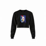 Atatürk Pop Art Crop Sweatshirt — Siyah — Ön baskı