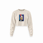 Atatürk Pop Art Crop Sweatshirt — Krem — Ön baskı