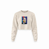 Atatürk Pop Art Crop Sweatshirt — Krem — Ön baskı