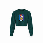 Atatürk Pop Art Crop Sweatshirt — Koyu Yeşil — Ön baskı