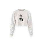 Audrey Hepburn Crop Sweatshirt — Beyaz — Ön baskı
