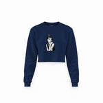 Audrey Hepburn Crop Sweatshirt — Lacivert — Ön baskı