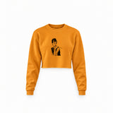 Audrey Hepburn Crop Sweatshirt — Turuncu — Ön baskı