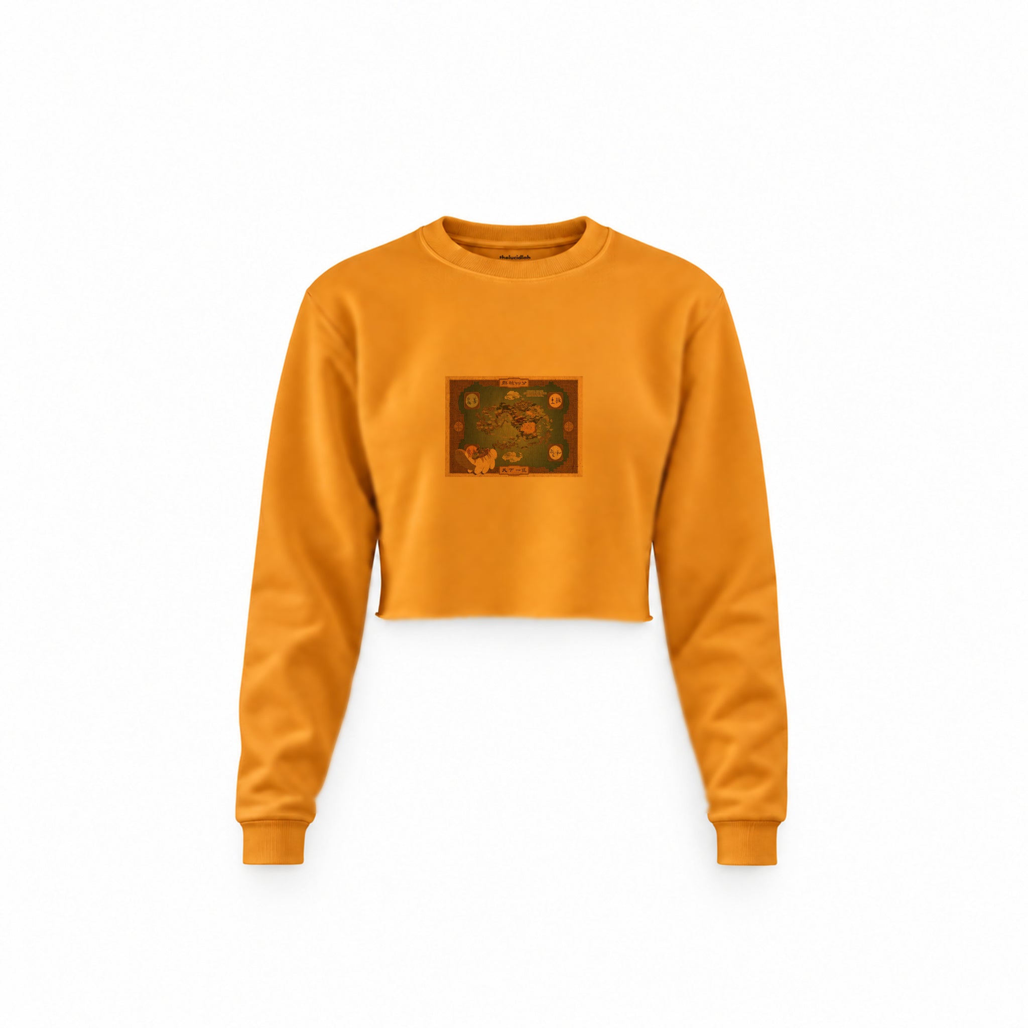 Avatar The Last Airbender Map Crop Sweatshirt — Turuncu — Ön baskı