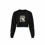 Bauhaus Cat Crop Sweatshirt — Siyah — Ön baskı