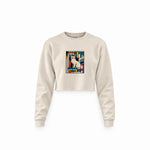 Bauhaus Cat Crop Sweatshirt — Krem — Ön baskı
