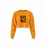 Bauhaus Cat Crop Sweatshirt — Turuncu — Ön baskı