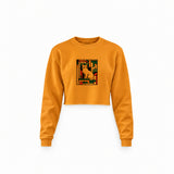 Bauhaus Cat Crop Sweatshirt — Turuncu — Ön baskı