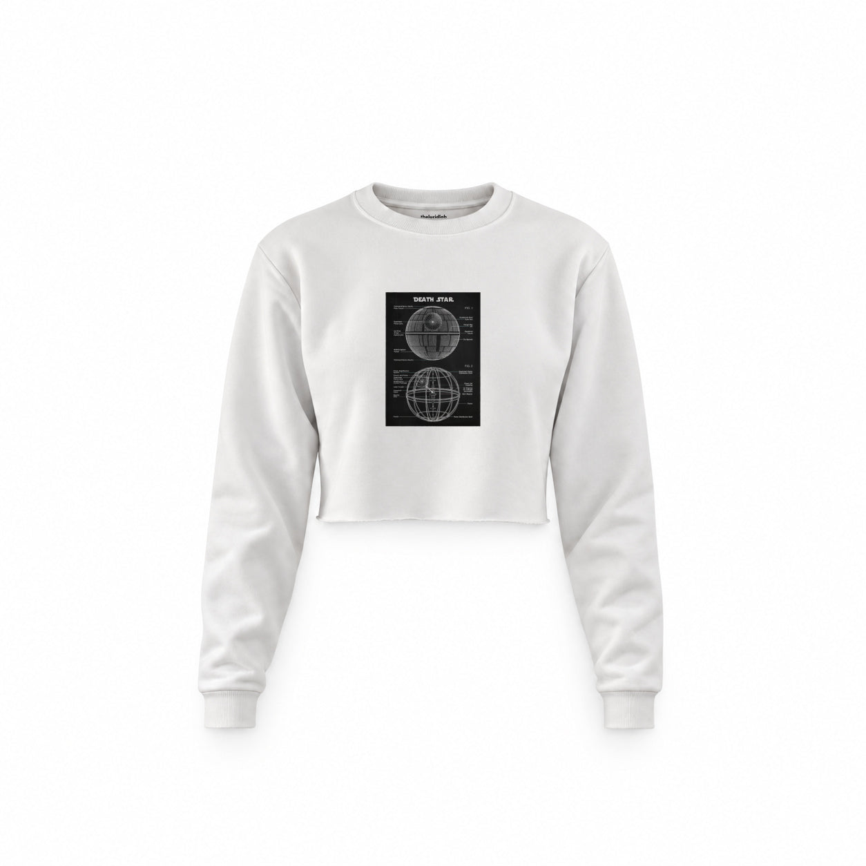 Death Star Crop Sweatshirt — Beyaz — Ön baskı