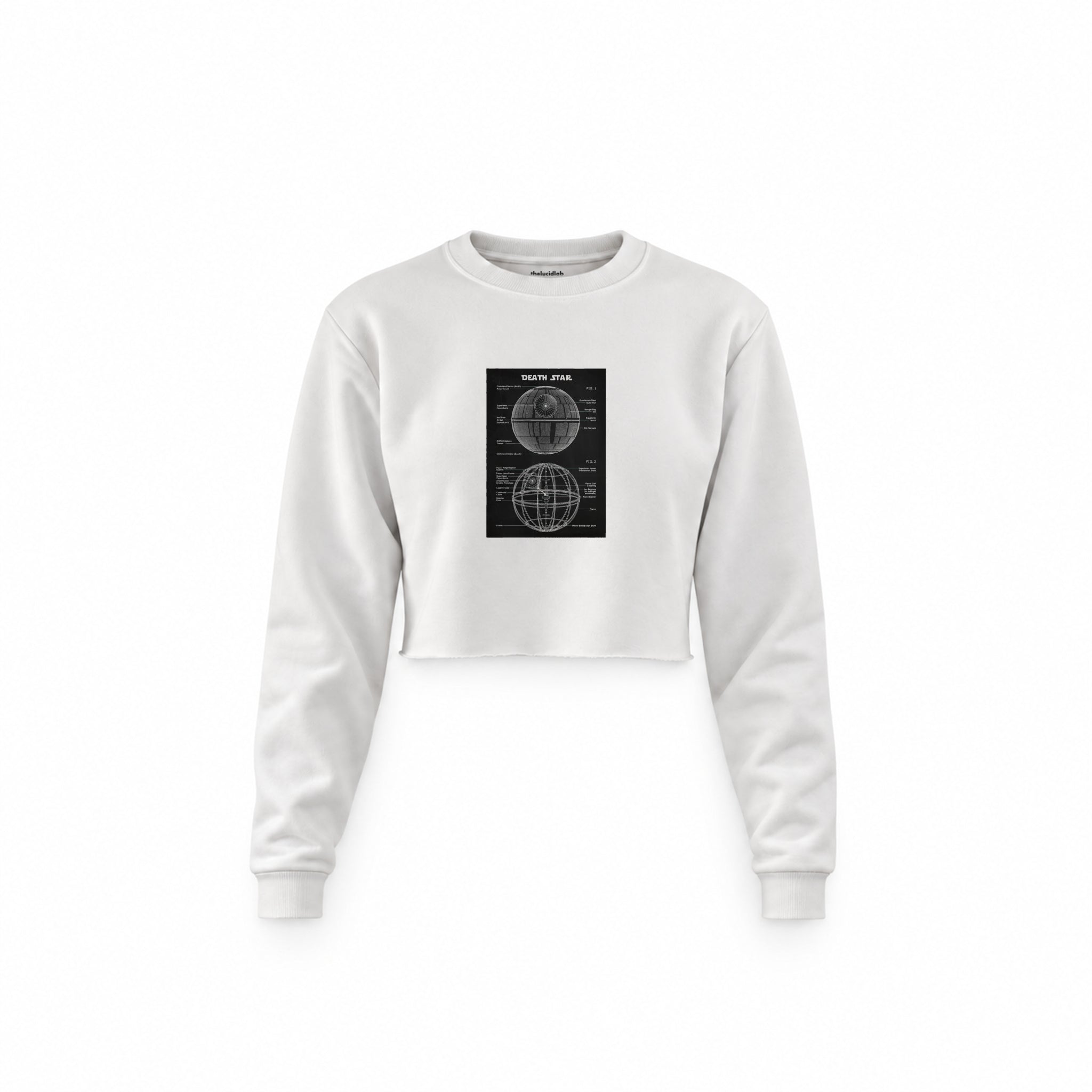 Death Star Crop Sweatshirt — Beyaz — Ön baskı