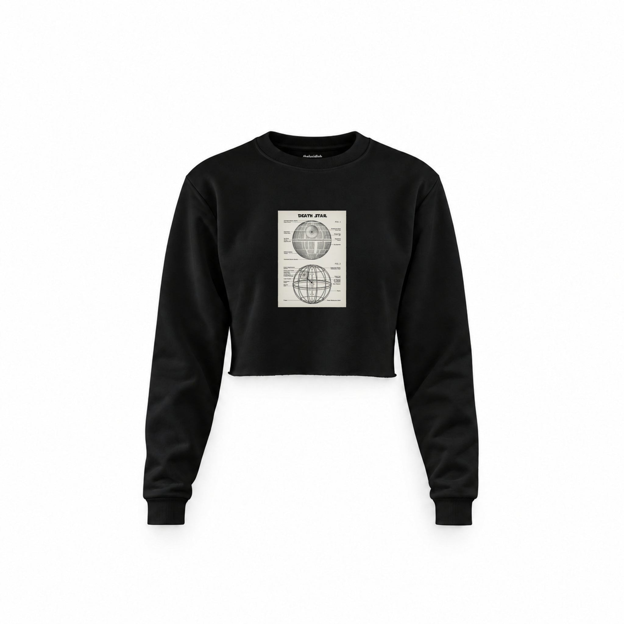 Death Star Crop Sweatshirt — Siyah — Ön baskı