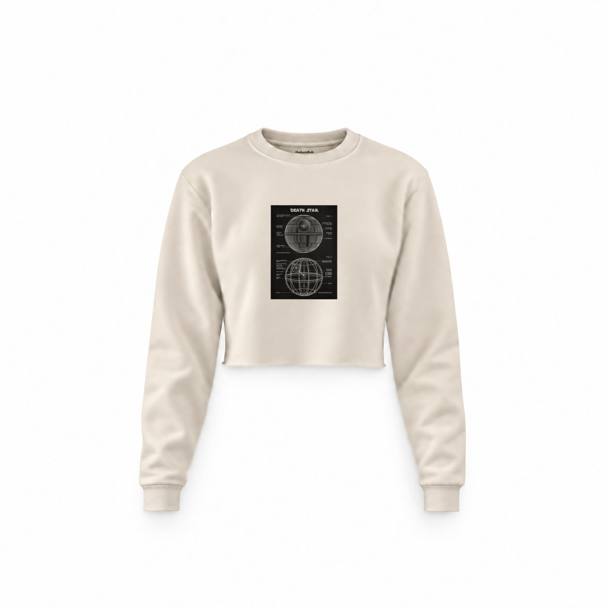 Death Star Crop Sweatshirt — Krem — Ön baskı