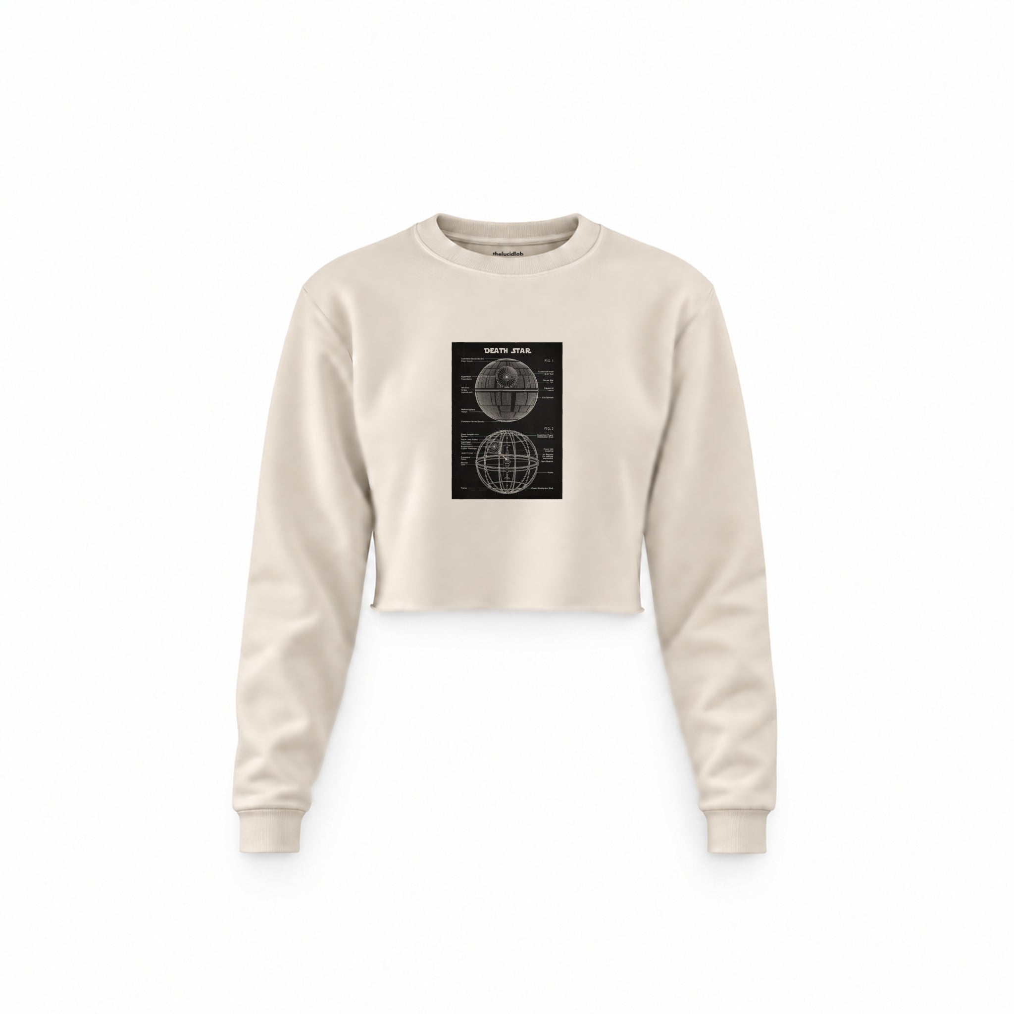 Death Star Crop Sweatshirt — Krem — Ön baskı