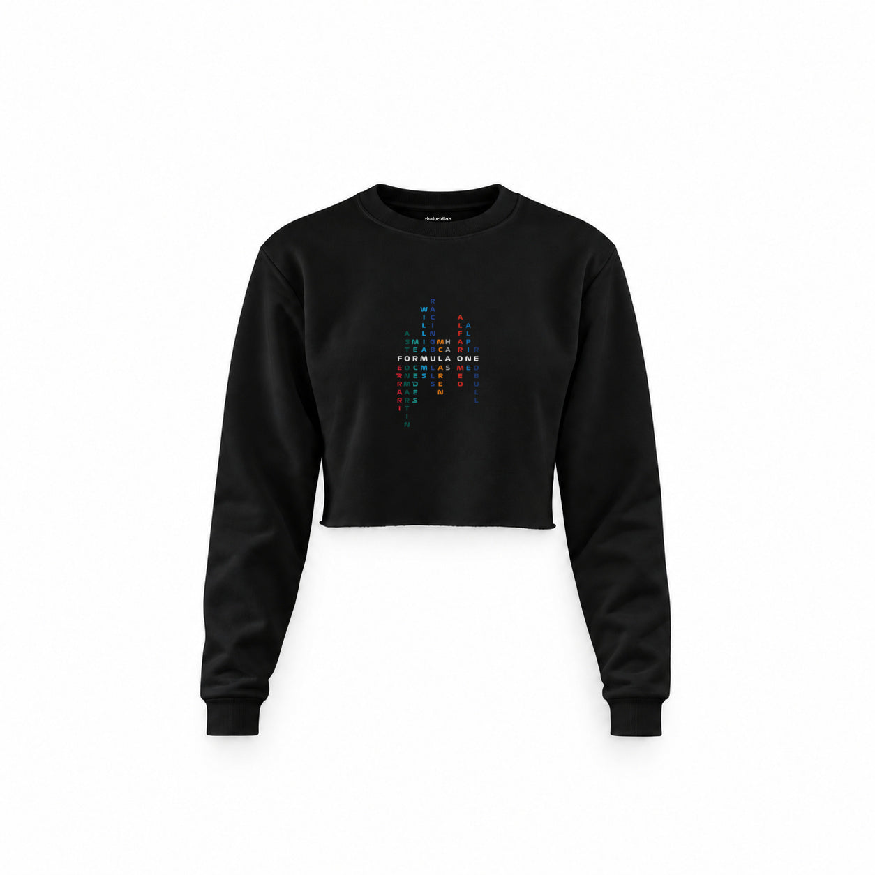 Formula 1 Teams Crop Sweatshirt — Siyah — Ön baskı