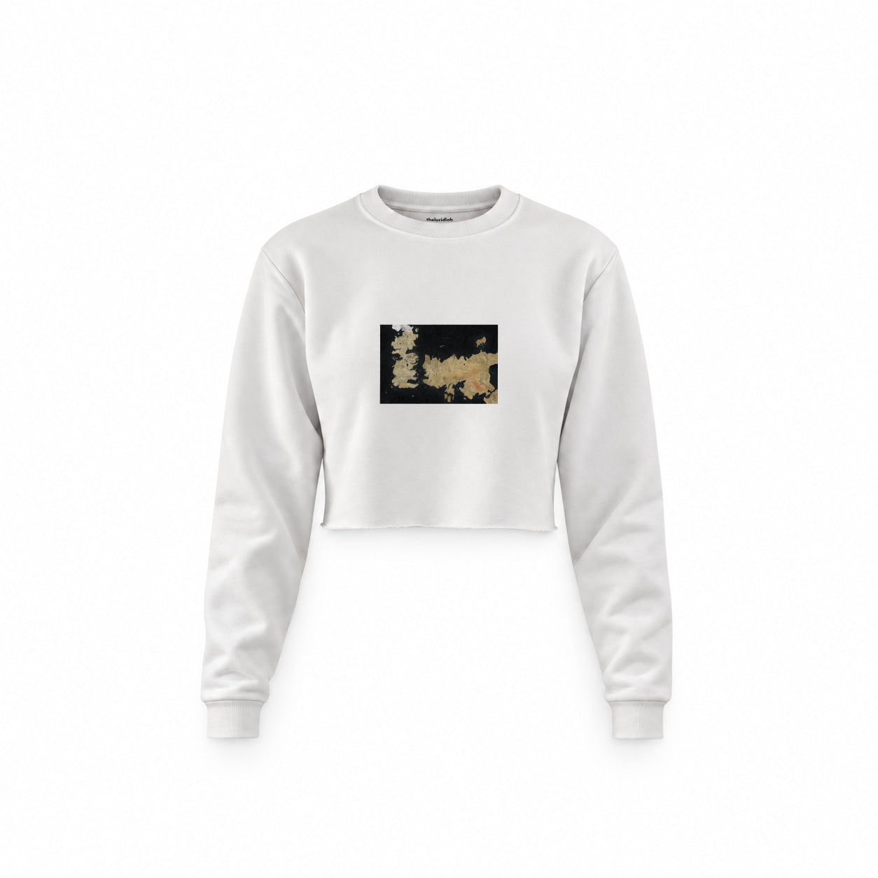 Game Of Thrones Map Crop Sweatshirt — Beyaz — Ön baskı