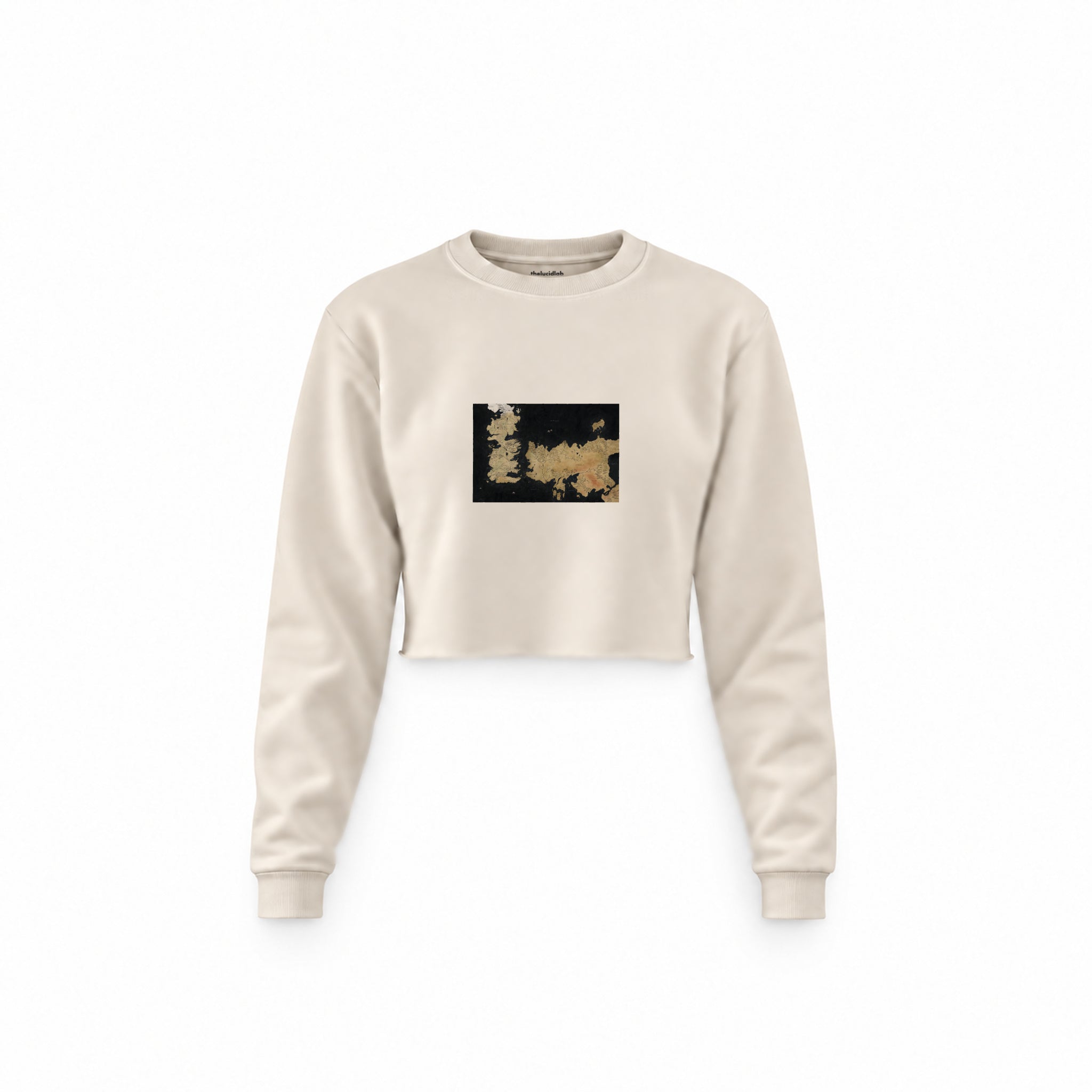Game Of Thrones Map Crop Sweatshirt — Krem — Ön baskı