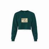 Yüzüklerin Efendisi Orta Dünya Haritası - Lord Of The Rings Crop Sweatshirt — Koyu Yeşil — Ön baskı