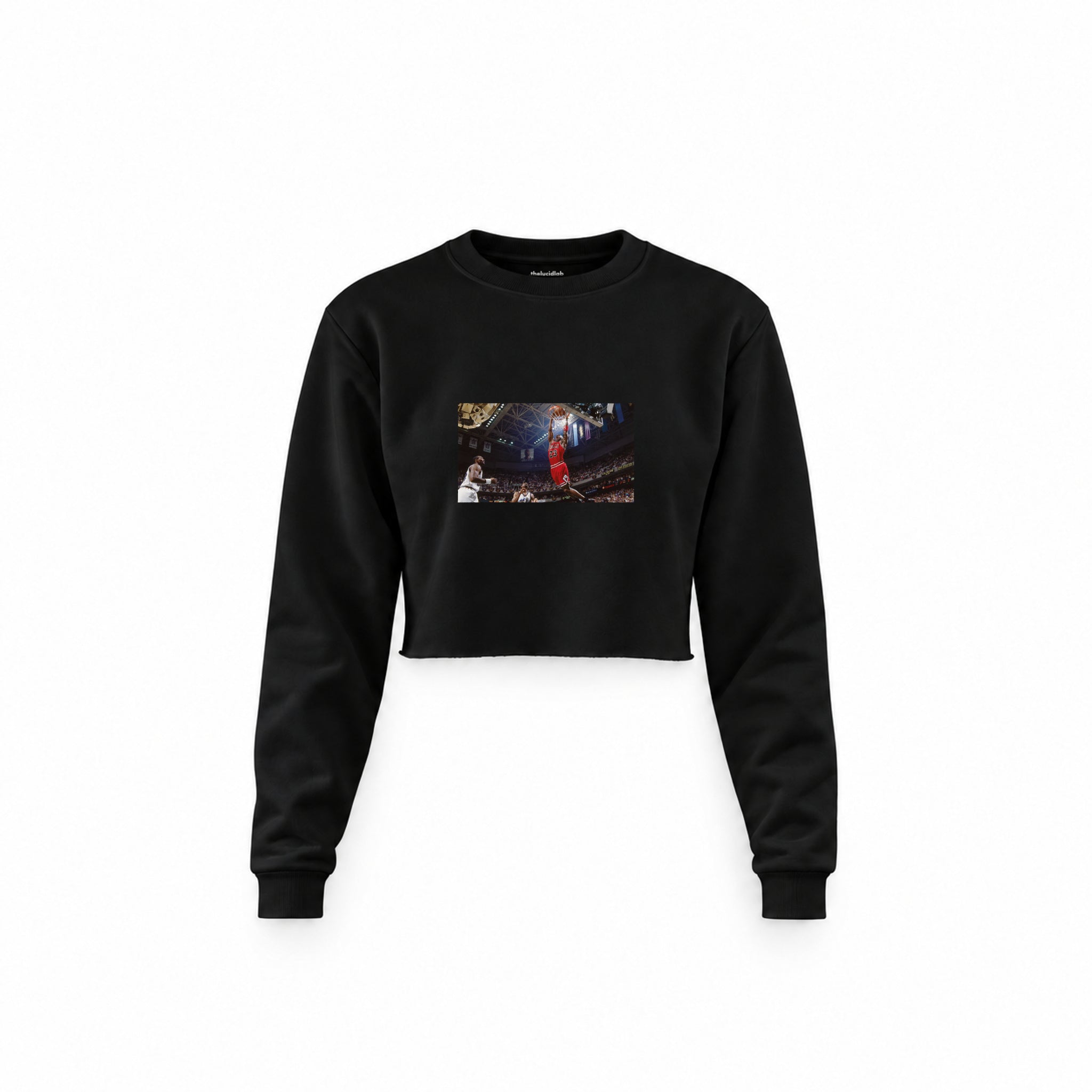 Michael Jordan Chicago Bulls 1997 Crop Sweatshirt — Siyah — Ön baskı