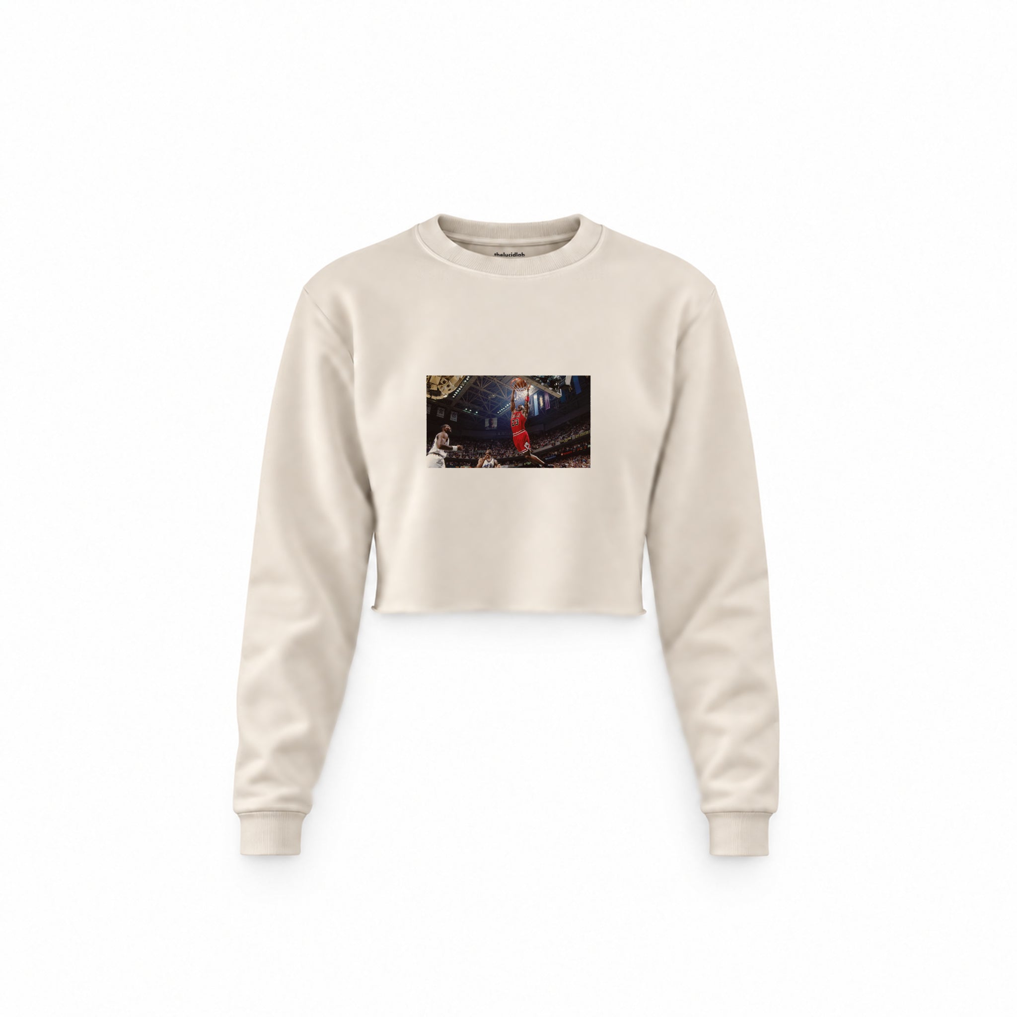 Michael Jordan Chicago Bulls 1997 Crop Sweatshirt — Krem — Ön baskı